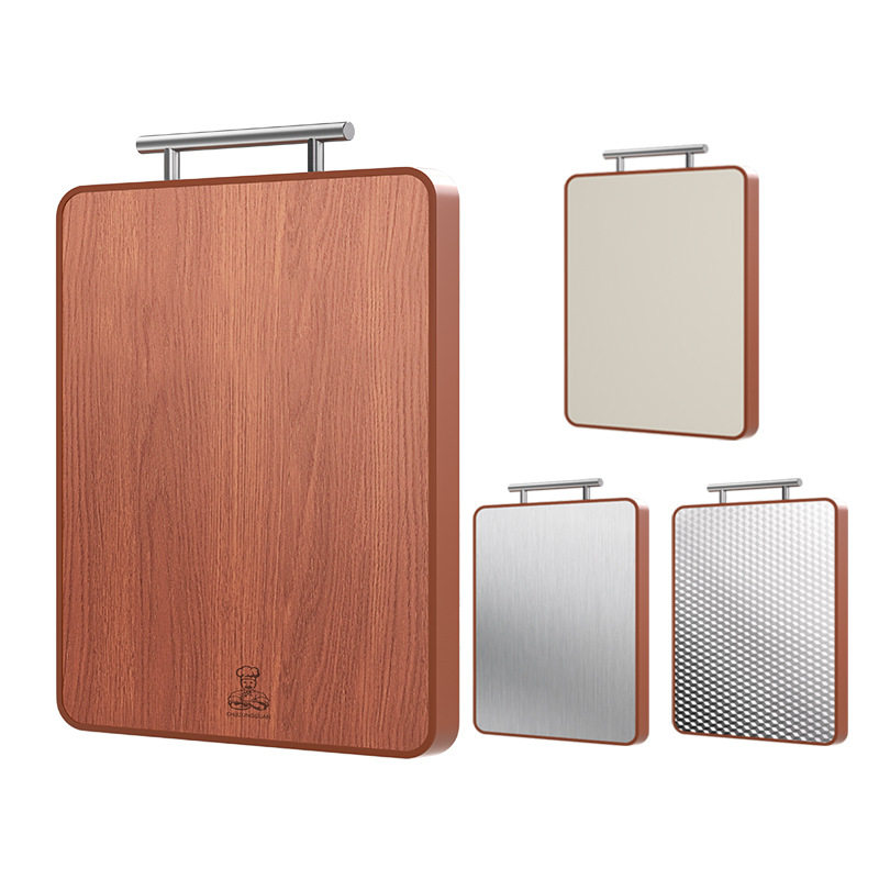 Stainless Steel Chopping Board Black Sandalwood Antibacterial Anti-mildew Cutting Board Home Kitchen Chopping Board Thickened Solid Wood Double-sided Cutting Board