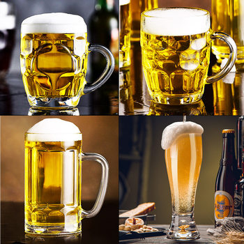 Hot-Selling Pineapple Craft Beer Glass, High-Value Bar Supplies, Wide-Bottomed Glass with Handle, Chinese-Style Glassware