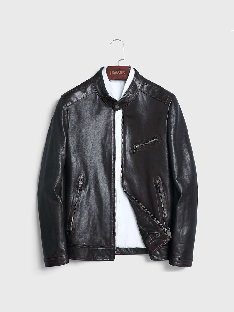 Áo Da Nam Chất Liệu Da Bò Dáng Ôm Hàng Mùa Xuân Thu Đông