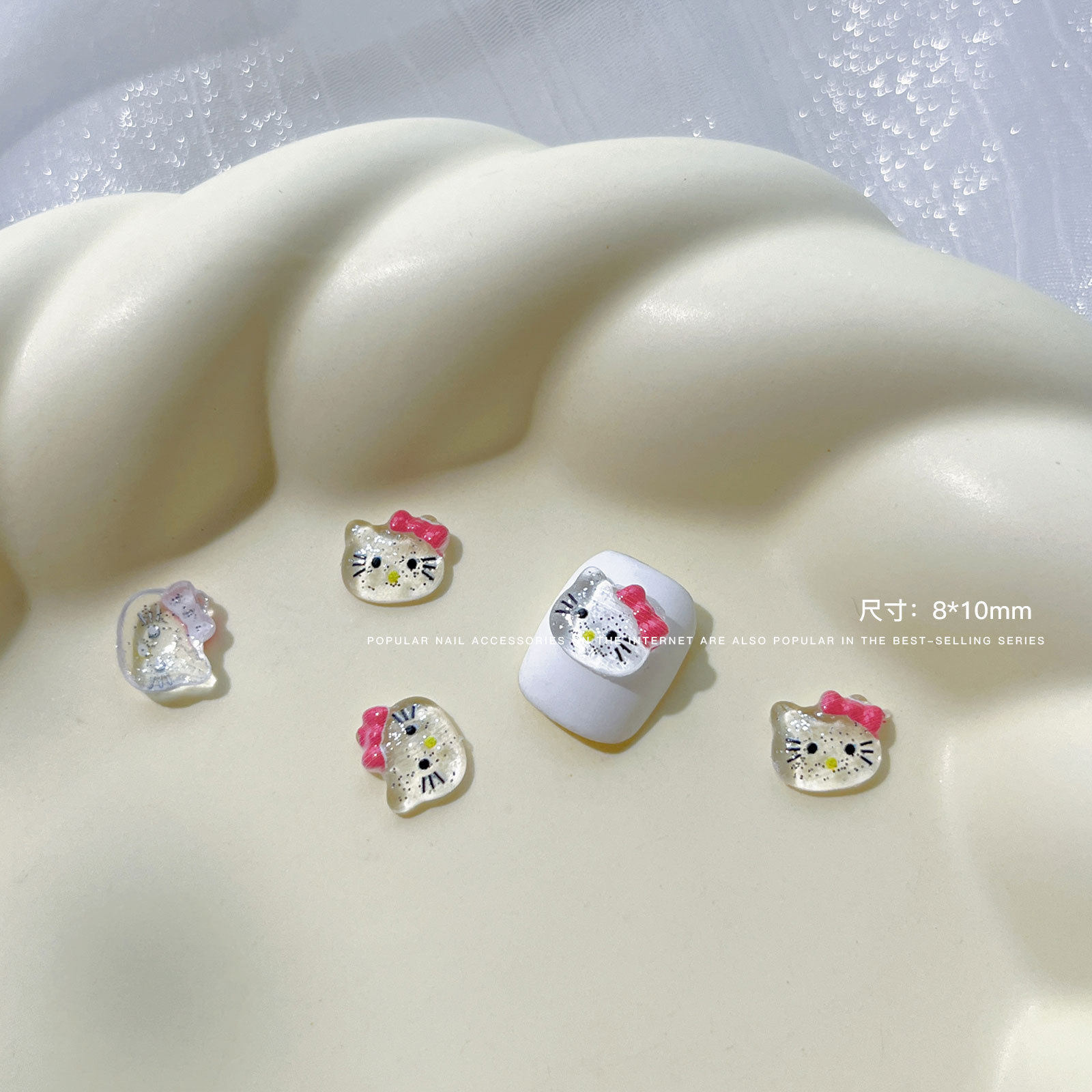 細いフラッシュkt猫の頭の粉の蝶結び