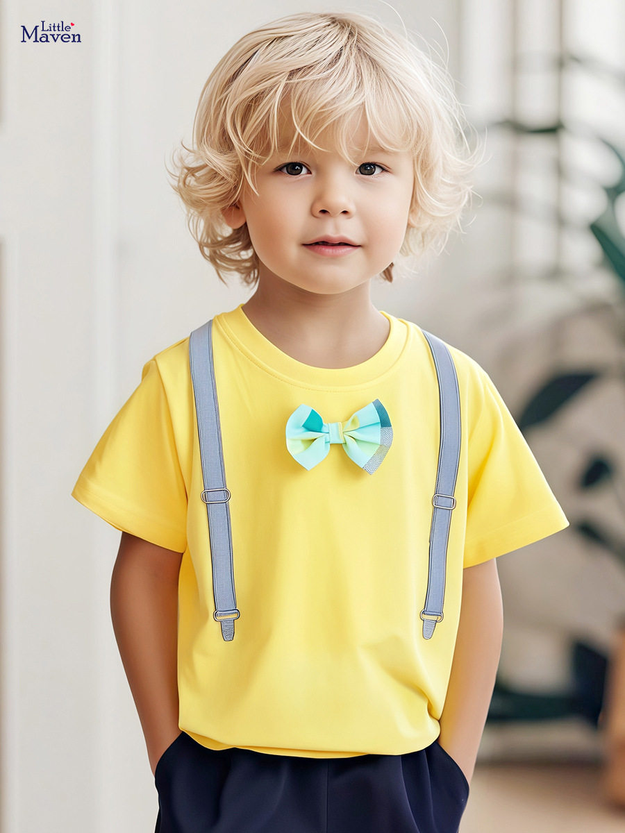 Girls' Summer Cute Cotton Applique Short-Sleeve T-Shirt, Stylish Kids' Tee