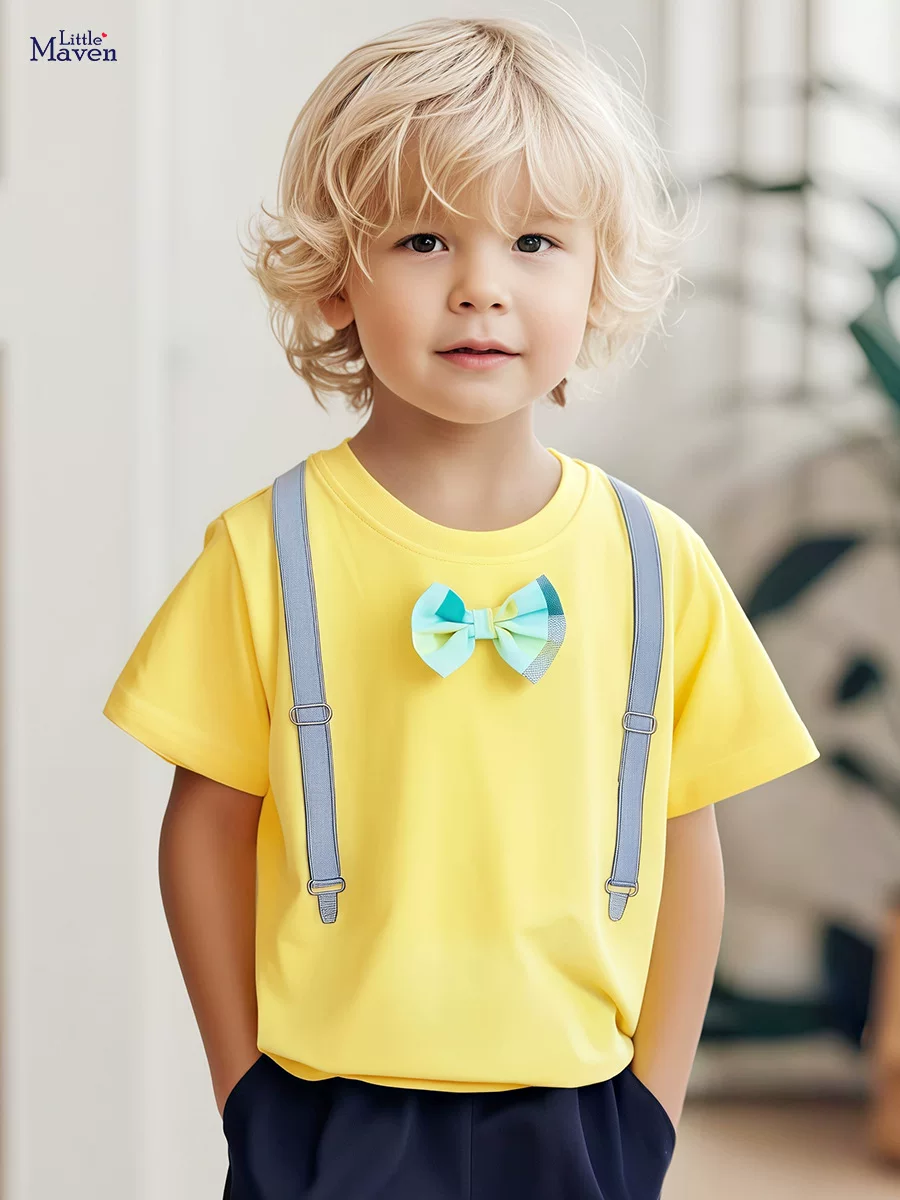 Girls' Summer Cute Cotton Applique Short-Sleeve T-Shirt, Stylish Kids' Tee