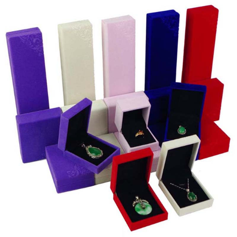 Imprinted right angle flannel jewelry packaging box flannel earrings pendant bracelet necklace storage box wholesale