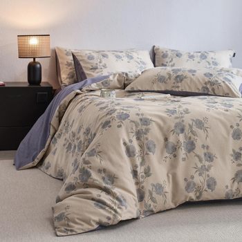 Light Luxury Style 60-Count Brushed Cotton Four-Piece Set, Thickened Pure Cotton Duvet Cover, Autumn and Winter Bedding Gift Set