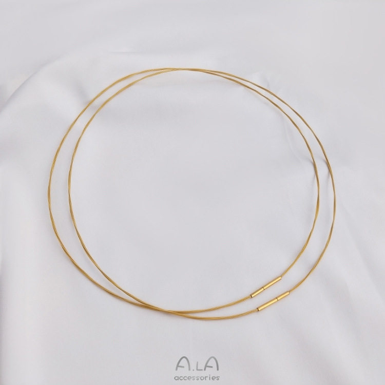 Japanese gold silk non-fading clavicle chain collar gold universal bracelet necklace neck ring pendant lanyard thin ring bracelet