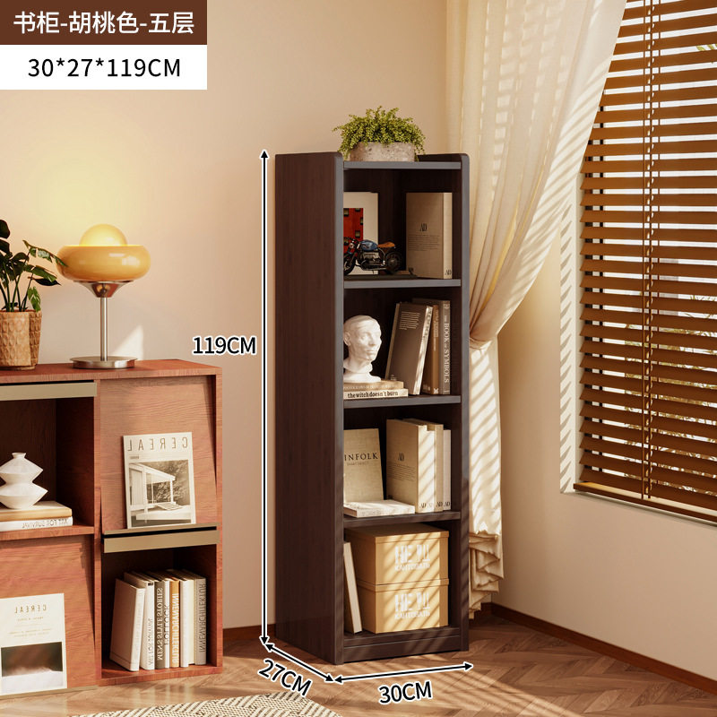 实木书柜置物架落地整理架家用客厅一体靠墙边柜储物收纳展示书架