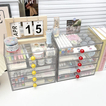 Desktop Drawer Storage Box Transparent Acrylic Stationery Miscellaneous Box Desk Cosmetics Mask Storage Rack Cabinet