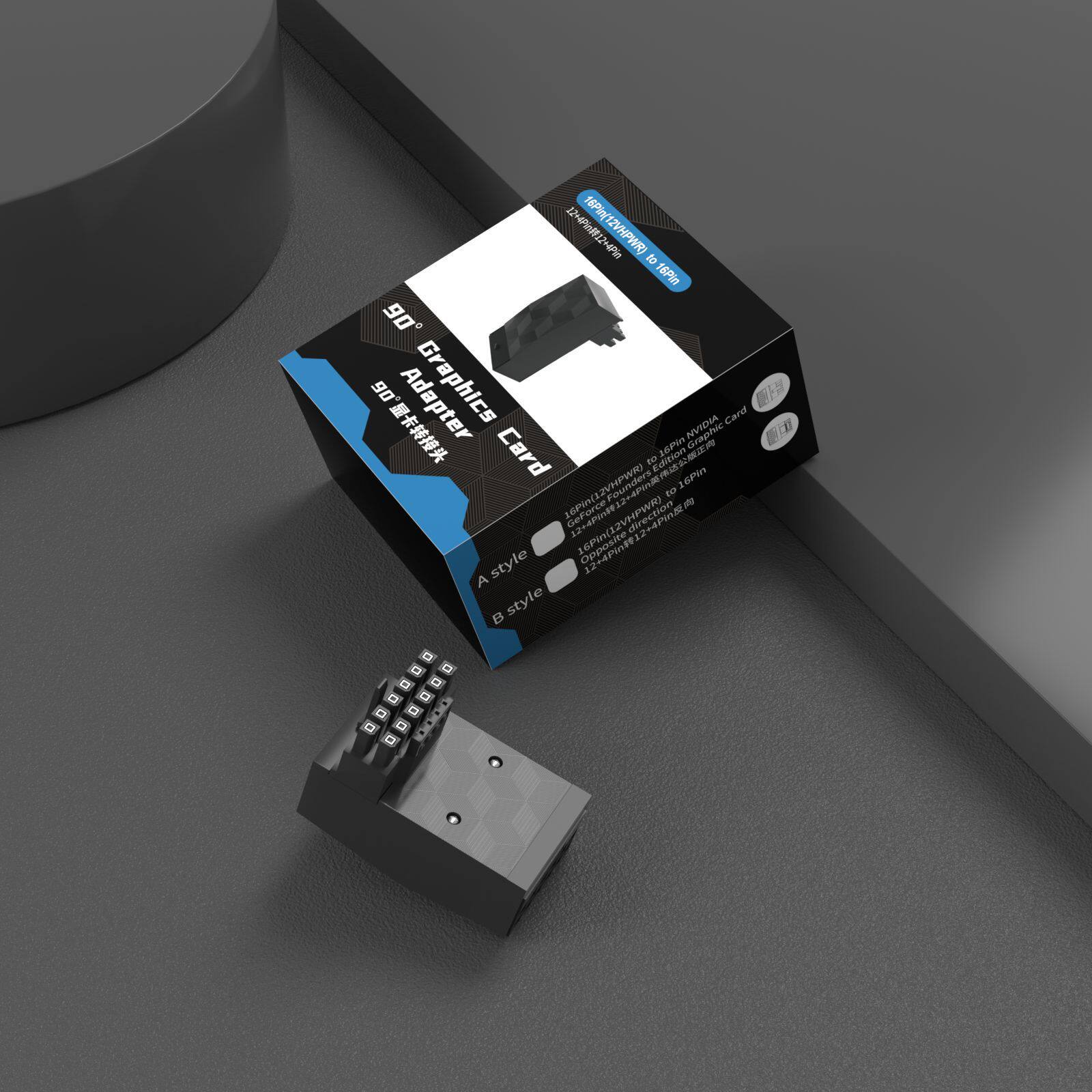 Адаптер для видеокарт серии 3090ti40, 16P (штекер) на 16P (гнездо), угловой, 90 градусов, версия A