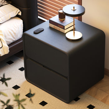 Black Bedside Table Modern Simple 2025 New Bedroom Bedside Table Solid Wood Storage Cabinet Simple Storage Cabinet