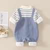 Newborn Clothes Autumn Long Sleeve 0-6 Months Baby Jumpsuit Spring and Autumn Pure Cotton Striped 100 Days Baby Hare Clothes