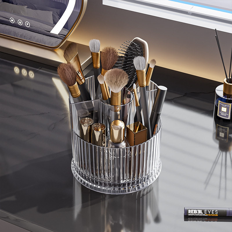 Light Luxury Cosmetic Table Rotating Storage Rack with Lid Large Capacity Multifunctional Cosmetic Desktop Storage Box