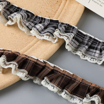 3.5cm Water-Soluble Lace + 3cm Plaid Lace Korean Style Retro Plaid Lace Accessories Simple and Versatile Lolita