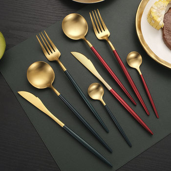 Portugal 304 Stainless Steel Steak Knife and Fork Spoon suit Cross-border Western Food Tableware Four-piece Hotel High-end Knife and Fork