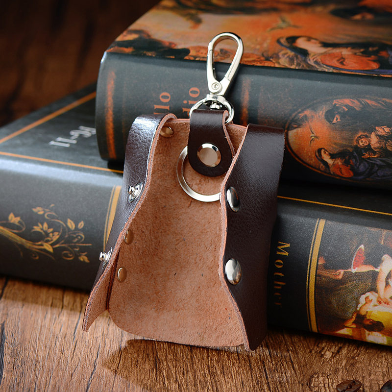 First-Layer Cowhide Car Key Case for Men, Creative Vest-Style Key Storage Bag, Cowhide Fashion Key Case for Women, Multi-Color