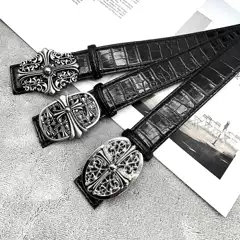 Crowe Ch Crocodile Pattern Cross Classic Vine Star Belt Men's Jeans Belt Retro Trendy Fashion