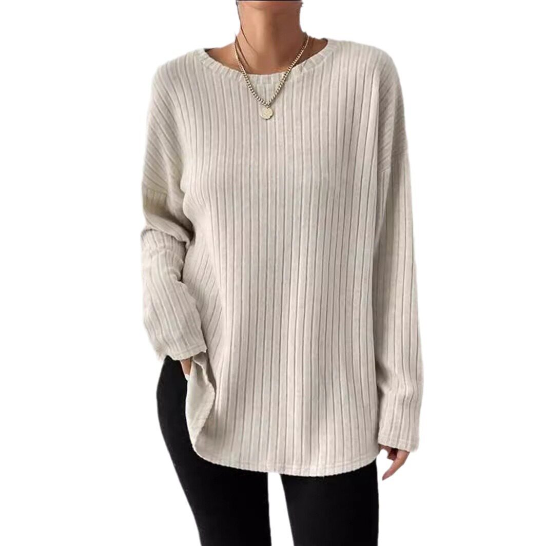 Casual Loose Fit Solid Color Sweater Round Neck Autumn Winter Comfortable Fabric Wholesale Available