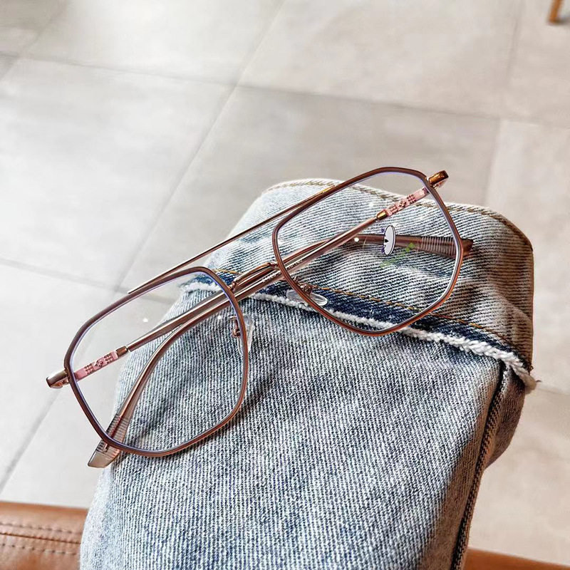 New TR Large Frame Anti-blue Glasses Korean Style Distinctive Double Nose Bridge Myopia Glasses Frame Retro Plain Plain Glasses
