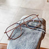 New TR Large Frame Anti-blue Glasses Korean Style Distinctive Double Nose Bridge Myopia Glasses Frame Retro Plain Plain Glasses