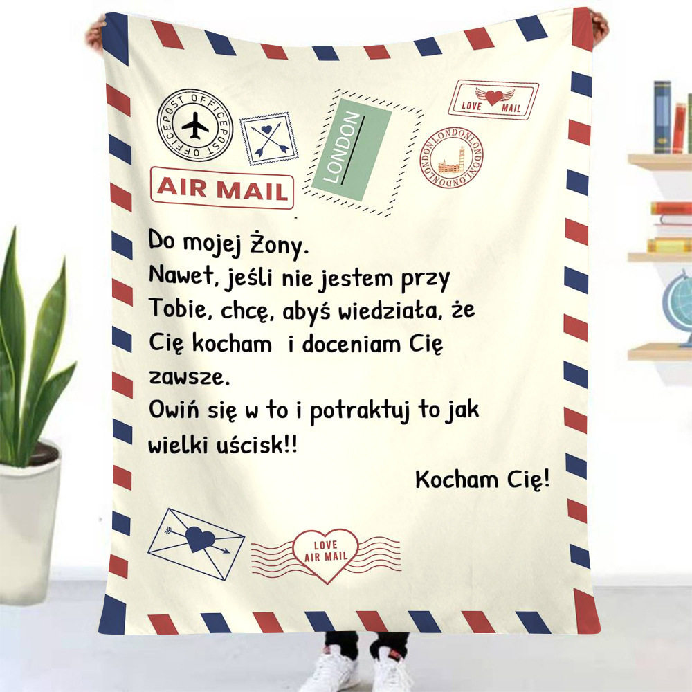 Ins Cross-Border Popular Message Letter Flannel Blanket Polish Envelope Style Letter Writing Blanket Can Be Customized with Pictures