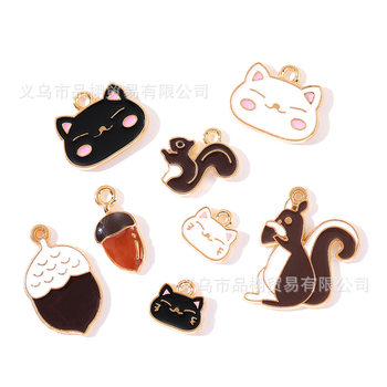 Little Squirrel Cat Cute Animal Alloy Oil Dropping Jewelry Accessories DIY Cross Border Hair Accessories Keychain Pendant