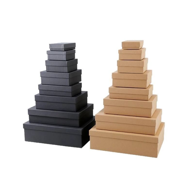 Manufacturer's Spot Black Card Kraft Paper Gift Box Cow High-end Gift Box Square Heaven and Earth Cover Packaging Box Gift Paper Box