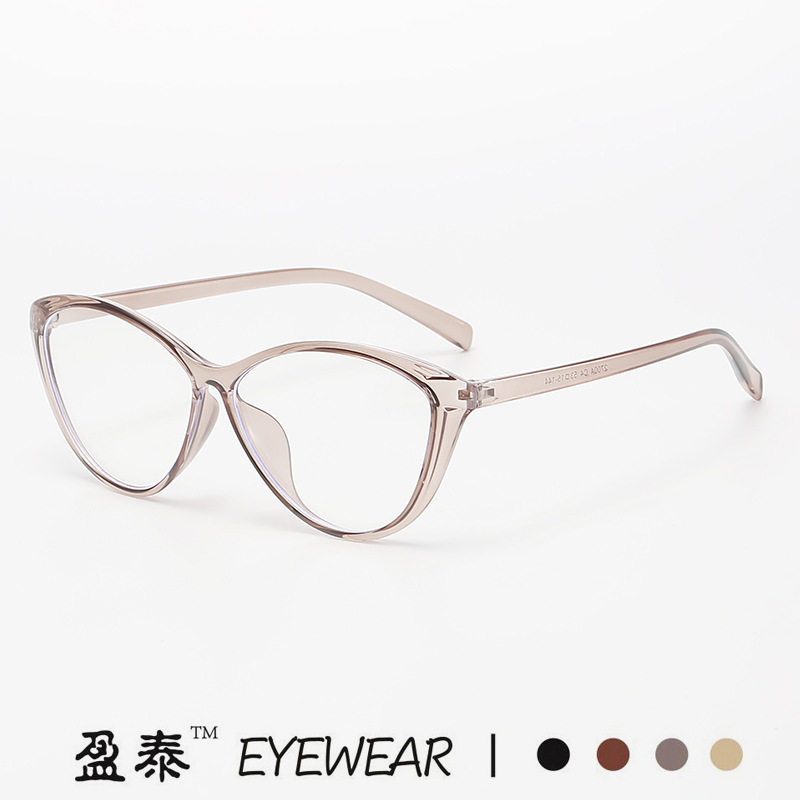 European and American Foreign trade TR90 ultra-light cat eye myopia glasses frame female ins plain retro anti-blue light plain glasses frame