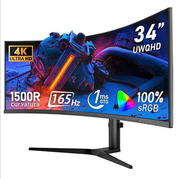 34-Inch 4K Curved Gaming Monitor 165Hz Fish Screen Display Curved Rate 1500R with Ambient Light