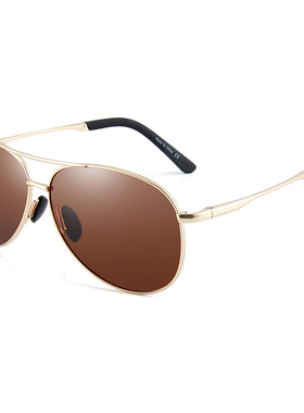 显脸小骑行金属钓鱼男女太阳双鼻梁金属彩膜飞行员防紫外线墨镜