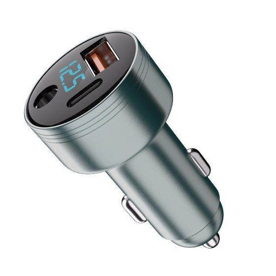 Cross-Border New Dc Car Charger Mini Digital Display Car Charger Suitable for Fourth Generation Mini Car Charger One to Three