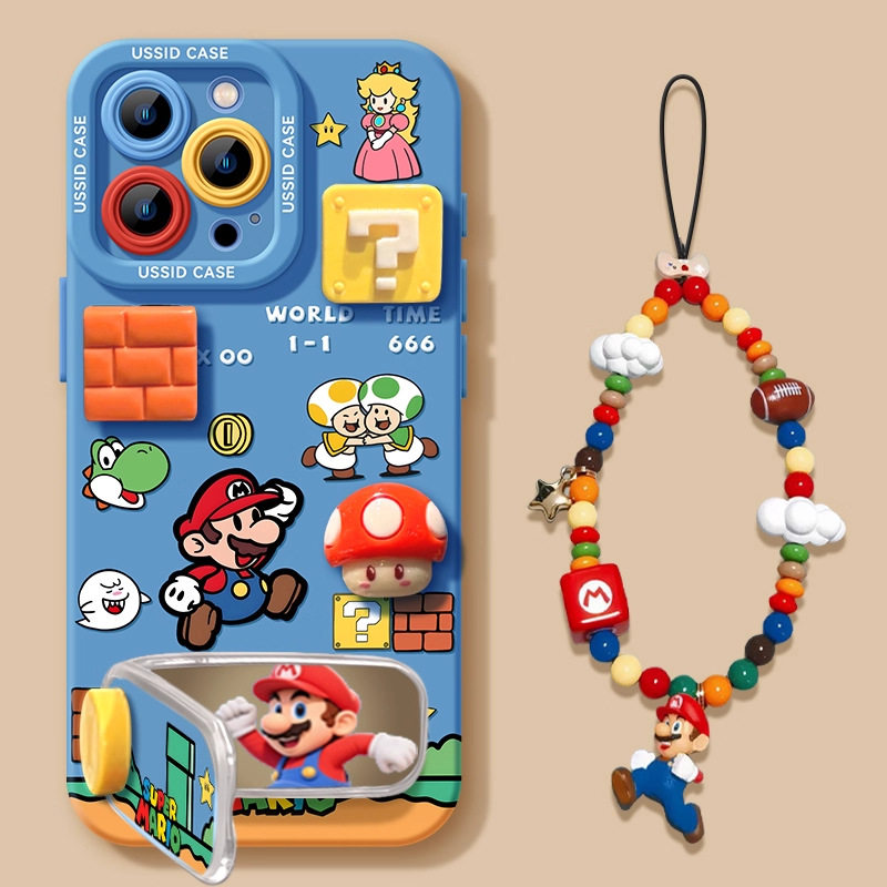 Blue Mario Apple 16 Mobile Phone Case New Iphone17Promax Mirror Holder 17Air Soft Shell Pro