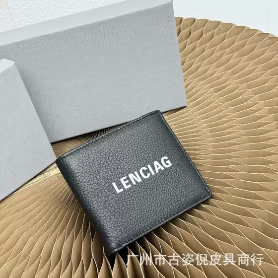 New Men's Short Wallet 80% off Cowhide Letter Commuter Thin Genuine Leather Card Holder Id Foreign Trade Supply