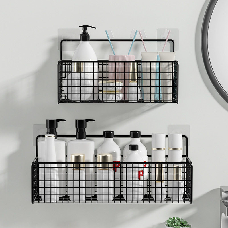 No-Drill Wall-Mounted Storage Rack, Bathroom Wall-Mounted Organizer, Dormitory Bedside Wall Storage Rack