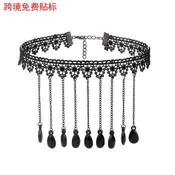 Cross-Border Accessories Halloween Multi-Layer Tassel Lace Choker Gothic Lolita Retro Choker Necklace