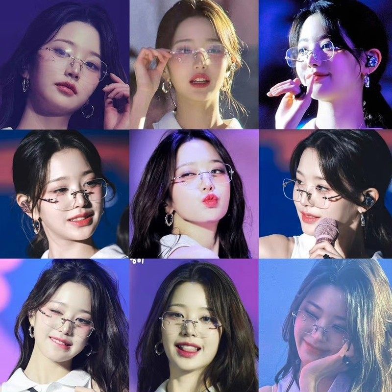 Yang Chaoyue's Same Style Rimless Glasses for Women, Pure Desire, Cut-Edge, Anti-Blue Light, Small Face, Small Frame, Transparent Square Glasses Frame, Korean Trend