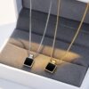 Black Square necklace for women 2023 Summer new retro light luxury geometric clavicle chain ins style wholesale