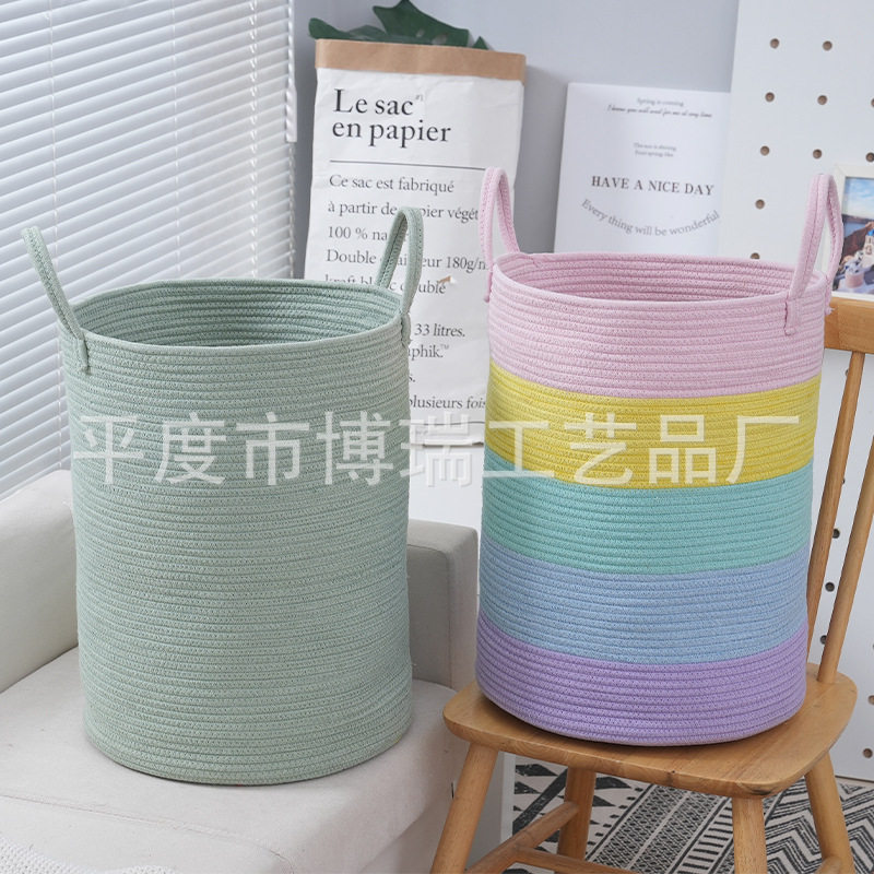 Cross-border Large Cotton Rope Storage Basket Modern Simple Cloakroom Living Room Sundries Storage Basket Children's Toy Storage Basket