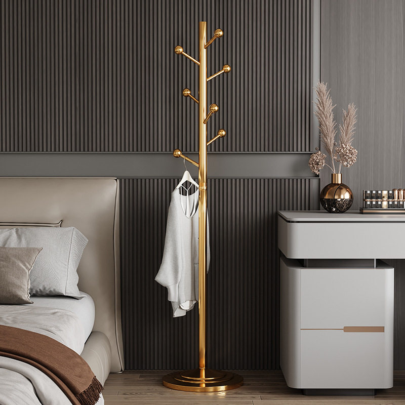 Single-Pole Stainless Steel Coat Rack, High-Grade Metal Wrought Iron Coat Rack for Hanging Clothes and Bags