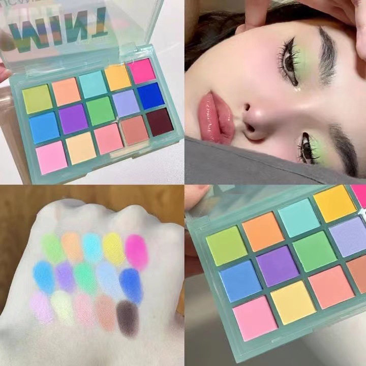 Myho 15-Color Eyeshadow Palette Pearlescent Macaron Matte Waterproof Non-Smudge Powder Delicate Colorful Eyeshadow Dopamine