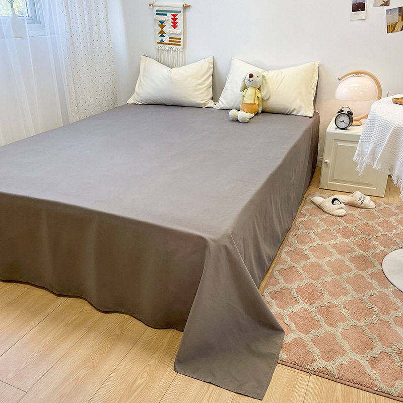 Solid color washed cotton double four-piece set three-piece set skin-friendly soft bed sheet bed hat color matching printing factory wholesale