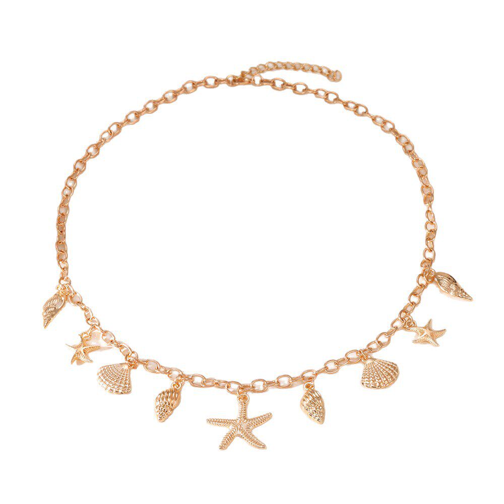 European and American Cross-Border New Product Golden Starfish Shell Necklace Women's Seaside Accessories High-End Vacation Turtle Pendant Clavicle