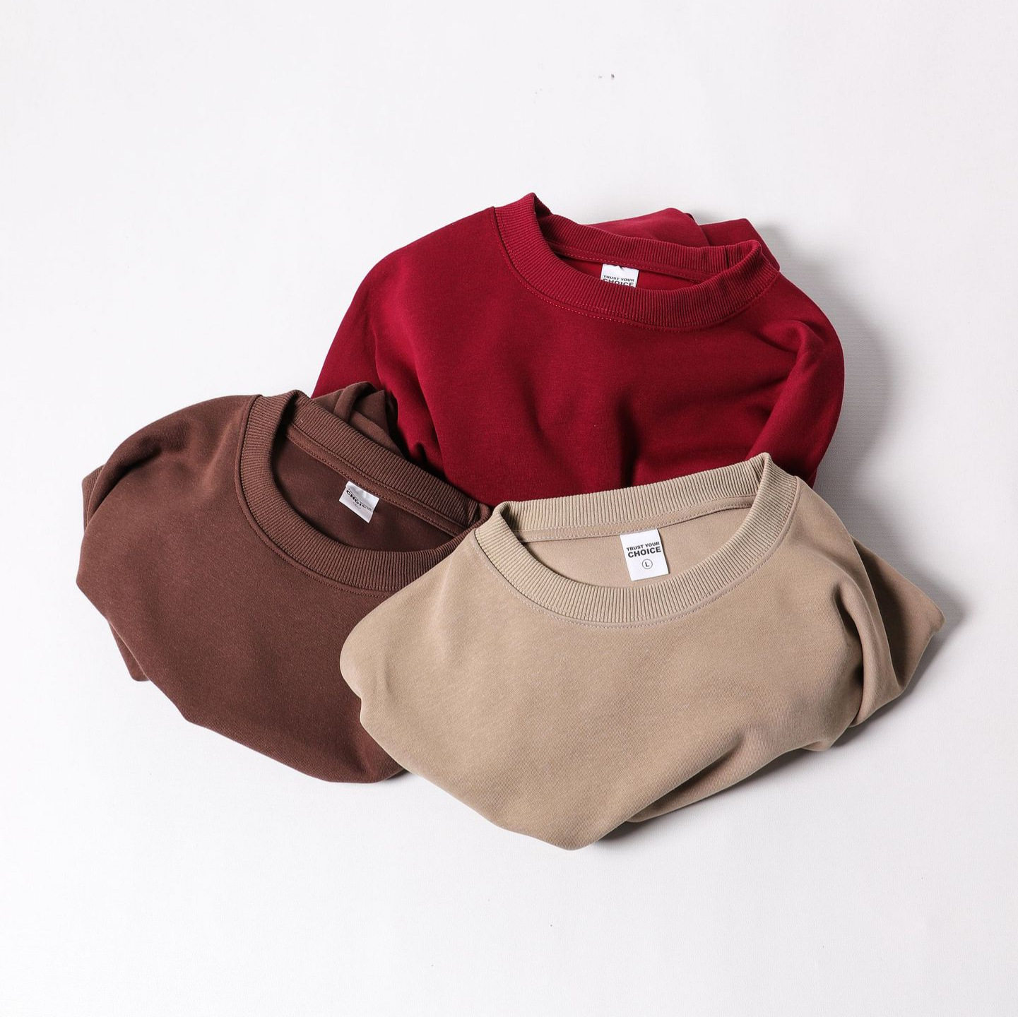 春秋款重磅350g纯棉复合圆领套头卫衣男潮牌纯色简约基础款打底衫