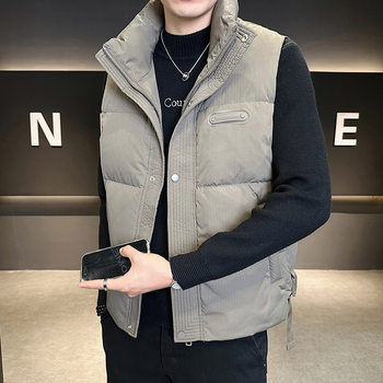 2025 High-Quality down Jacket Vest Men's Short Sleeveless Stand-Up Collar Can Be Opened for Live Broadcast Popular Warm Coat