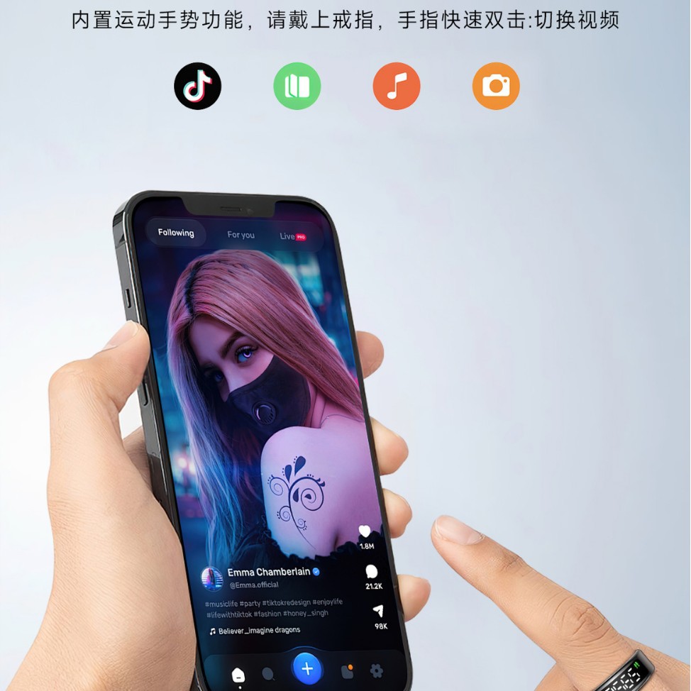 Sy01 Smart Ring with Display Touch Charging Stand Page Turning Photo Smart Ring Heart Rate Blood Oxygen Sleep