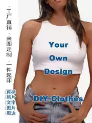 European and American Women's Clothing Amazon Y2K Sexy Navel Sleeveless Tight Base Shirt Crewneck I-shaped DIY Vest for Outer Wear