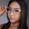 Kedun 2023 New Cat-Eye Rhinestone Flat Glasses for Prom and Party Decoration, European and American Trendy and Unique Eyewear