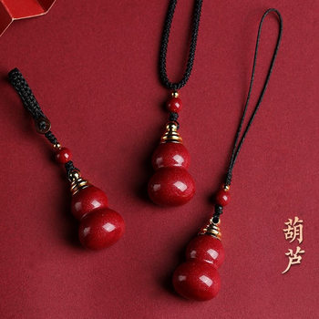 Wholesale Cinnabar Gourd Pendant Empty Bottle Can Be Packed with Purple Gold Sand Fulu Necklace Keychain Men's Pendant Low Content