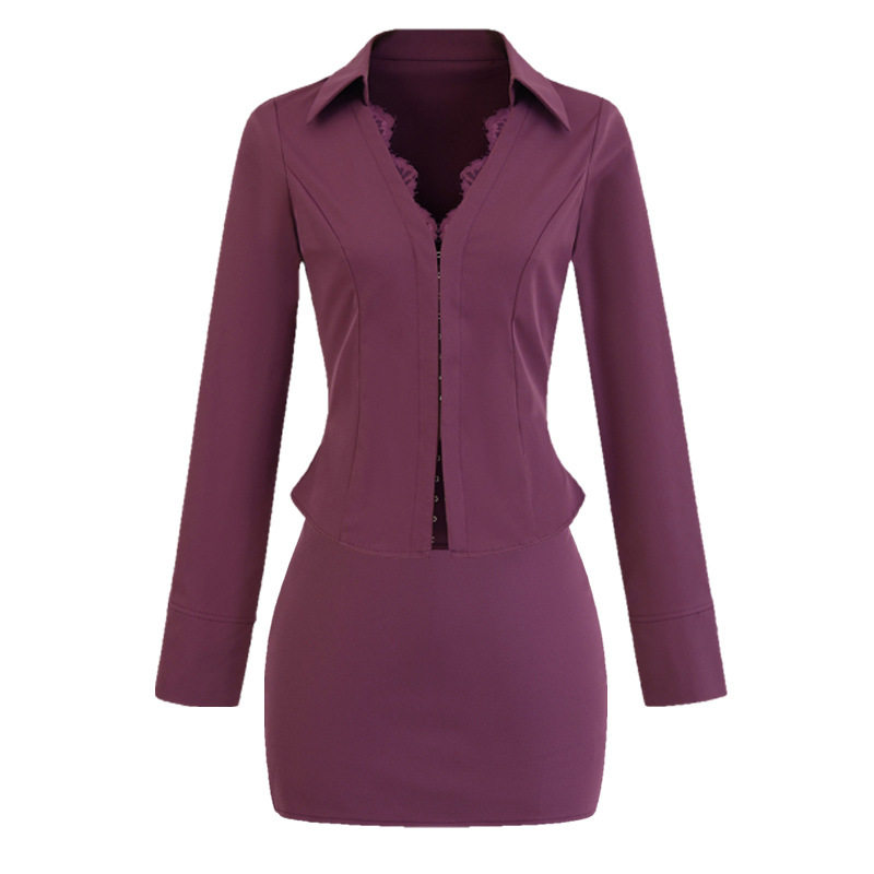 Early Autumn Sexy and Cool Royal Sister Light Mature Long-Sleeved Shirt Women's Hip-Hugging Tight Skirt Professional Sirens Style Two-Piece Set