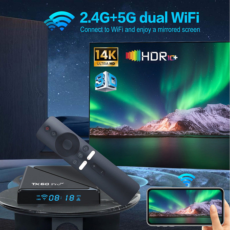 Tx60 Pro Atv Set-Top Box Quanzhi H313 Dual-Band Bluetooth Android 16 Tv Box Tv Set-Top Box