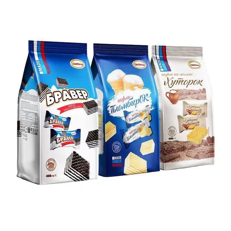 Akonte Brand Russian Wafer Biscuits Imported 408g Filimo Ice Cream Flavor Internet Celebrity Casual Snacks