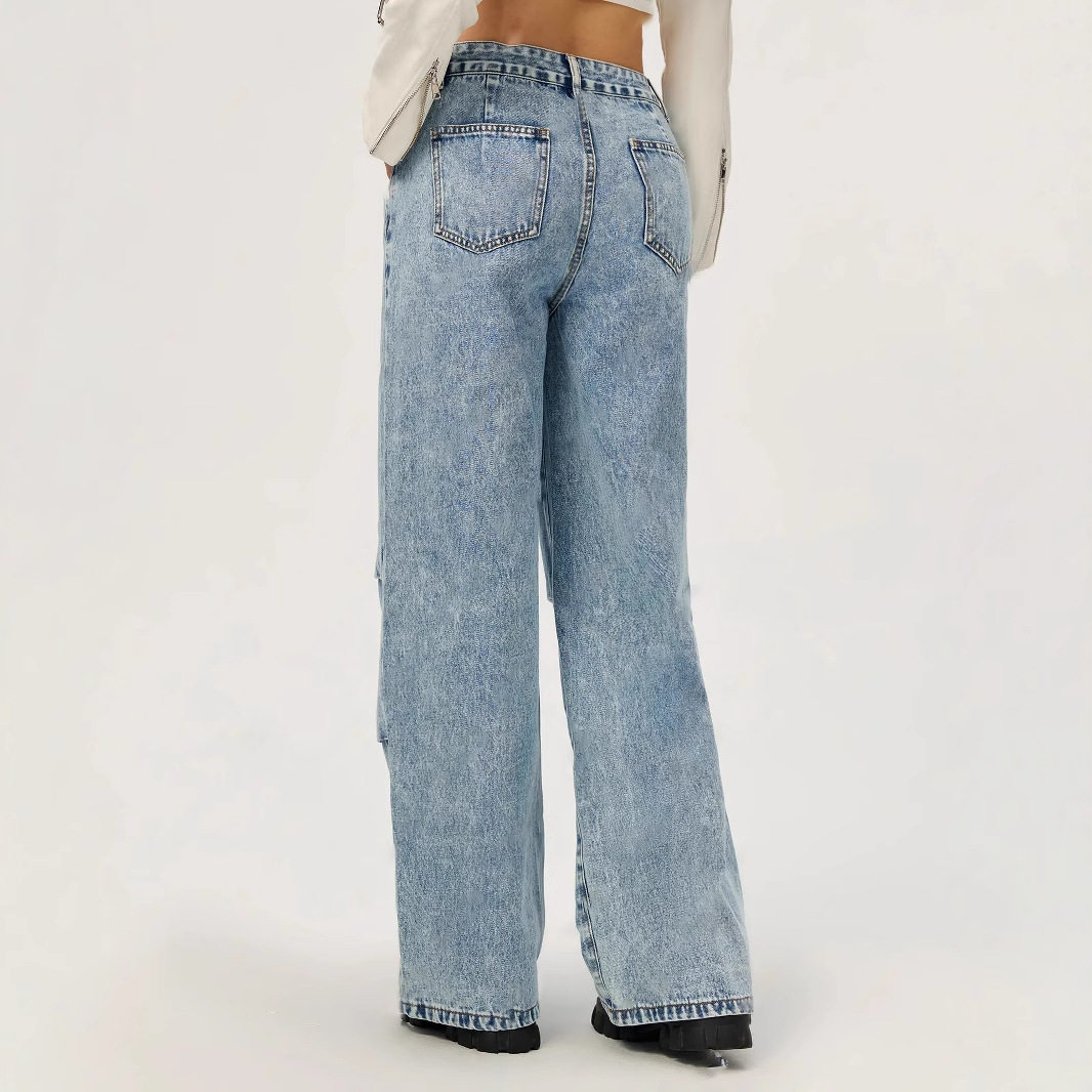 Womens Casual Straight Leg Wide Leg Jeans Stylish Design Comfortable Fit Versatile for Everyday Wear Ready to Ship